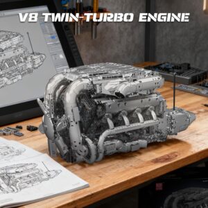 مجموعه موتور V8 دوقلو توربو Mould King 10168 | کیت 2899 تکه‌ای