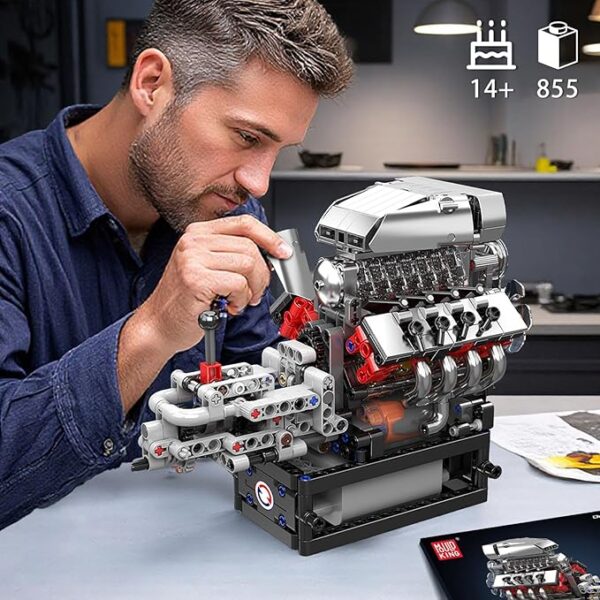 مجموعه موتور V8 مولد کینگ 10225 | Mould King 10225 V8 Engine - Image 5