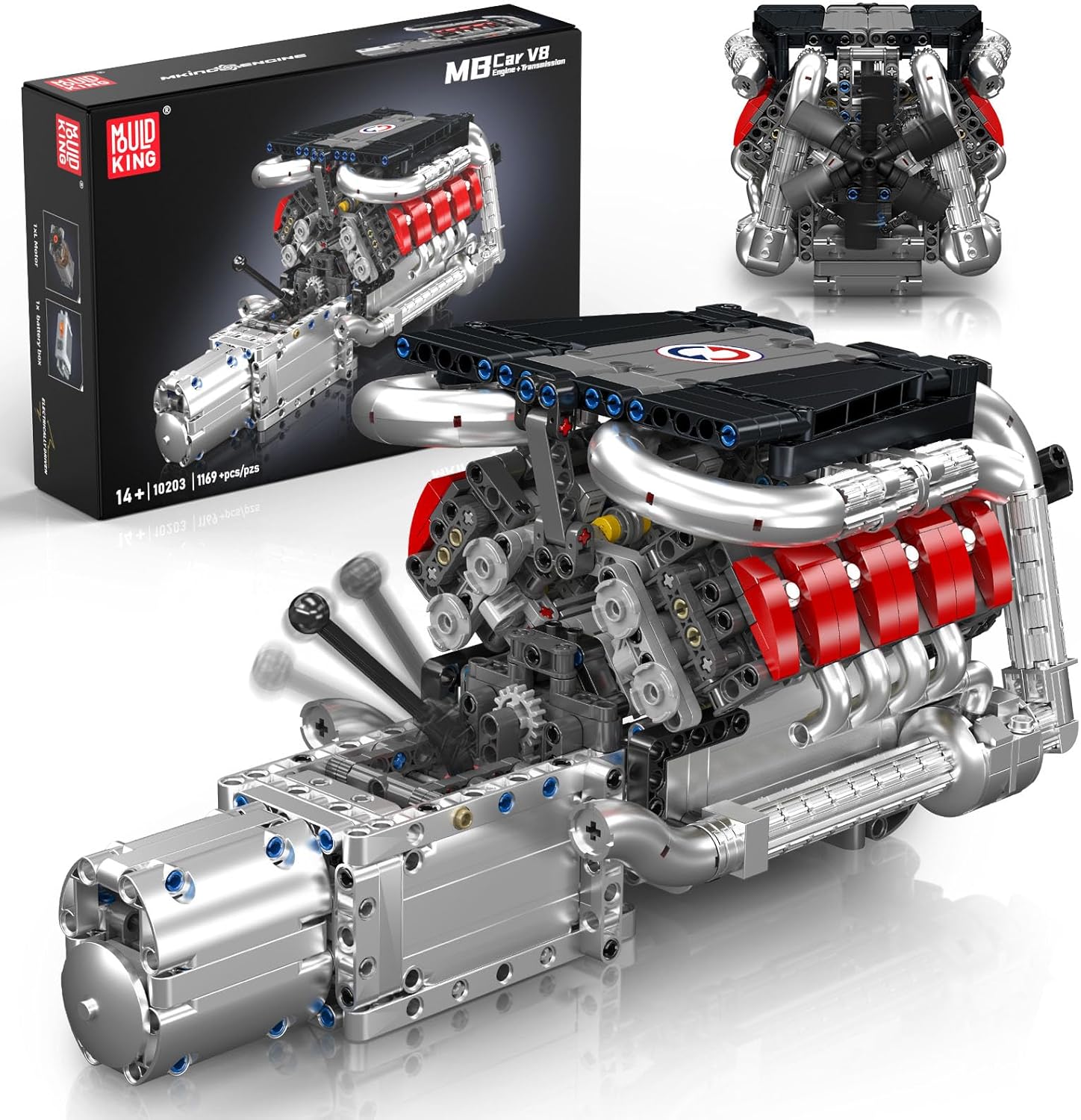 کیت موتور V8 Mould King 10203 | مدل فیزیک STEM با موتور - Image 1 کیت موتور V8 Mould King 10203 | مدل فیزیک STEM با موتور