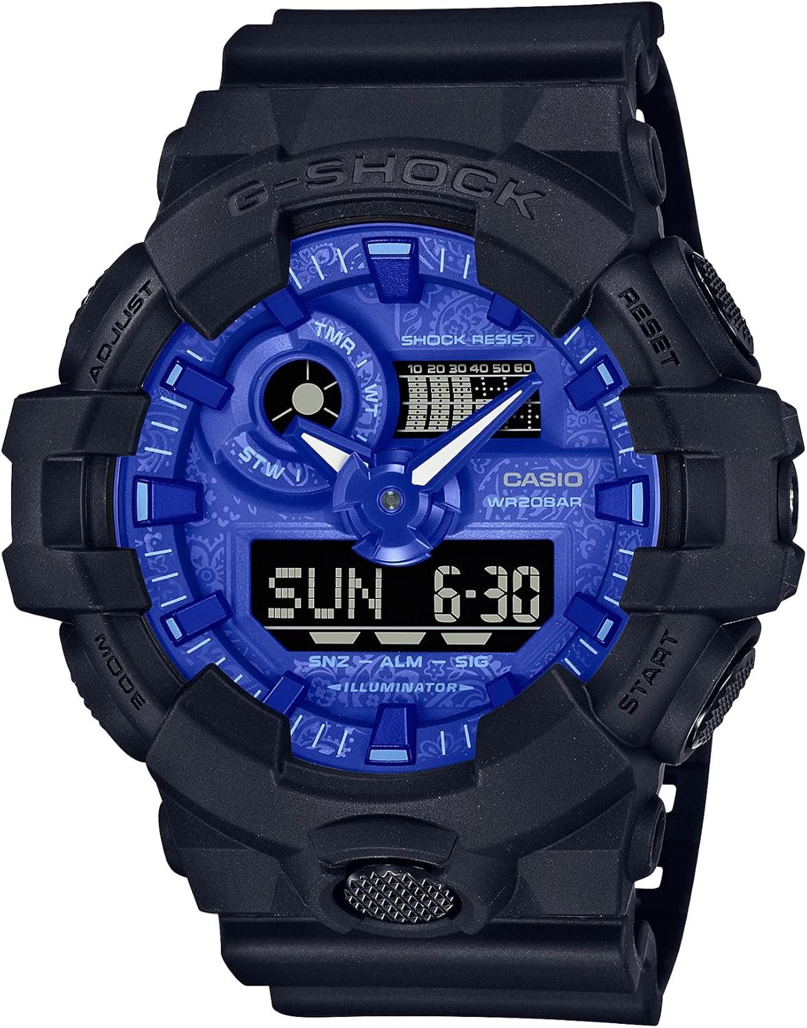 ساعت جیشاک 3D Ana-Digi DIAL آبی پیزلی GA700BP-1A | G-Shock - Image 1 ساعت جیشاک 3D Ana-Digi DIAL آبی پیزلی GA700BP-1A | G-Shock