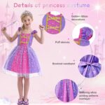 لباس پرنسس بنفش آمزبارلی | AmzBarley Girls Costume Princess Lepei Dress