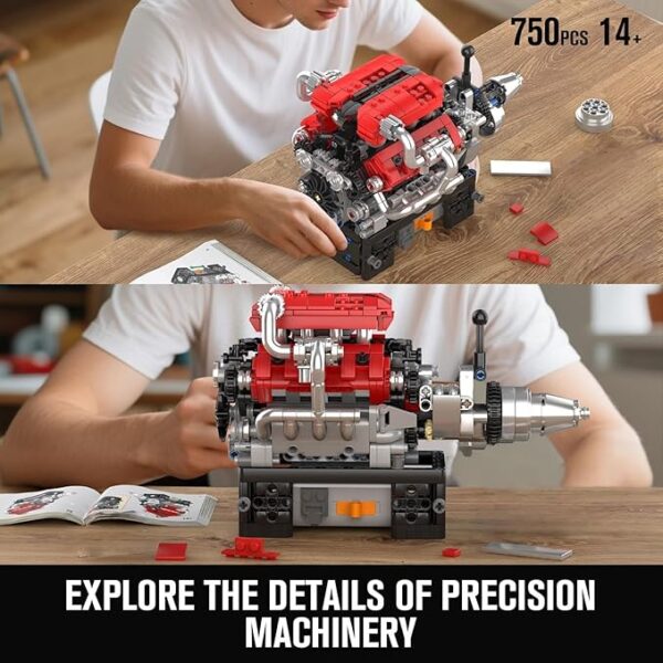 مجموعه موتور V8 مولد کینگ 10204 | Mould King 10204 - Image 5