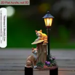 استیک تزئینی دوبعدی باغ طرح دو گربه زیر چراغ