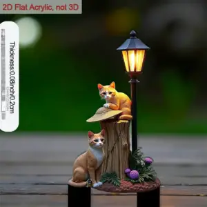 استیک تزئینی دوبعدی باغ طرح دو گربه زیر چراغ