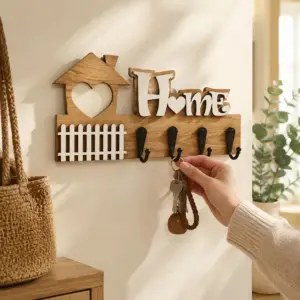 جاکلیدی و طبقه دیواری چوبی مدل INS