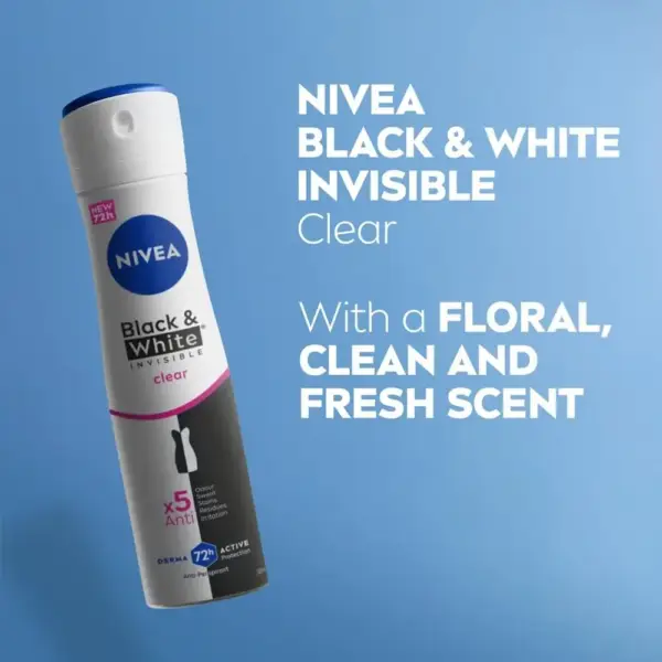 مام اسپری ضدتعریق نایوآ | NIVEA Black & White 72H 2×150ml