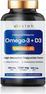 امگا 3 ویتامین D3 تریپل استحکام Vylah | 100 سافت‌ژل 1280mg