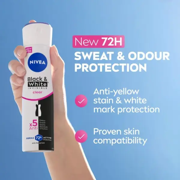 مام اسپری ضدتعریق نایوآ | NIVEA Black & White 72H 2×150ml
