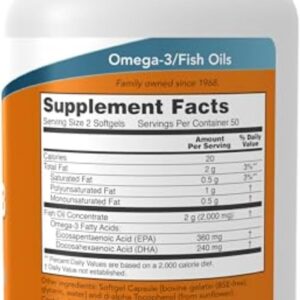 امگا 3 نو فیوز Omega-3 180 EPA / 120 DHA | Now Foods | 100 سافت‌ژل