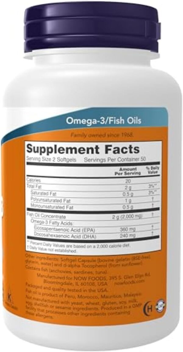 امگا 3 نو فیوز Omega-3 180 EPA / 120 DHA | Now Foods | 100 سافت‌ژل