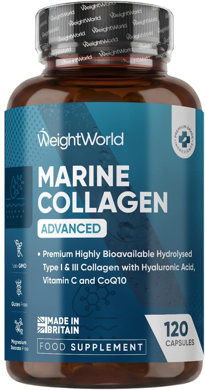 کلاژن دریایی WeightWorld با اسید هیالورونیک | 120 کپسول | تیپ 1 و 3 - Image 1 کلاژن دریایی WeightWorld با اسید هیالورونیک | 120 کپسول | تیپ 1 و 3