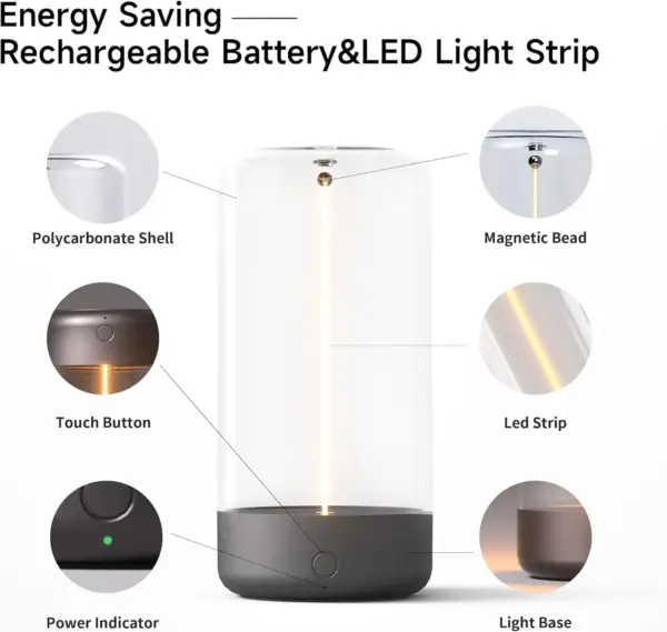 چراغ رومیزی LED مینیمال شارژی بی‌سیم مدل TERRIFI | Mini Minimalist Table Lamp