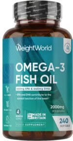 امگا 3 فیش اویل 2000 میلی‌گرم WeightWorld | 240 سافت‌ژل