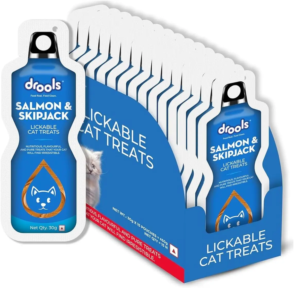 تشویقی کرمی لیسیدنی گربه درولز | Drools سالامون و Skipjack (30 گرم) - Image 1 تشویقی کرمی لیسیدنی گربه درولز | Drools سالامون و Skipjack (30 گرم)
