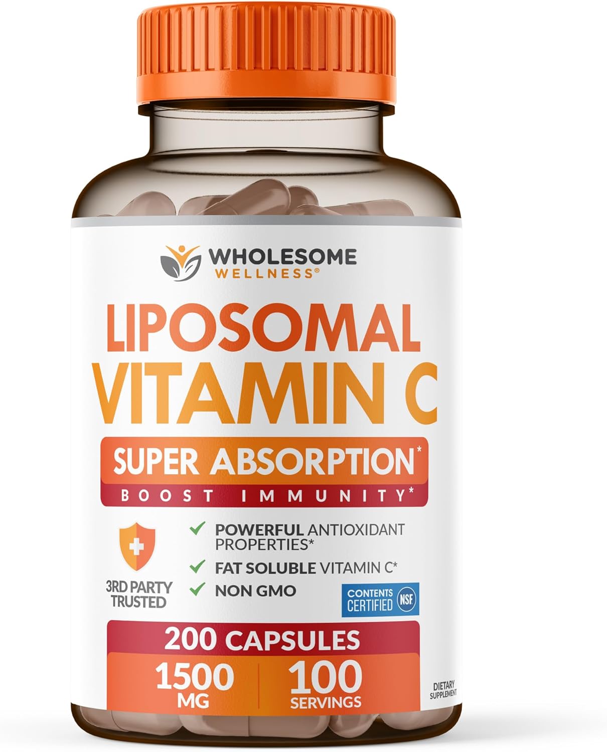 ویتامین C لیپوزومال 1500mg واتلسنولنس | Wholesome Wellness | کپسول 200 عددی - Image 1 ویتامین C لیپوزومال 1500mg واتلسنولنس | Wholesome Wellness | کپسول 200 عددی