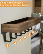 قاب آویز کلید چوبی NALACAL با سینی و ۶ قلاب | Key Rack DW3854