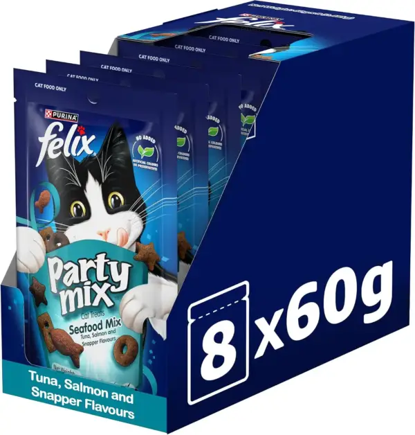 تشویقی گربه پورینا فلیکس مدل Party Mix Seafood | 60g x 8