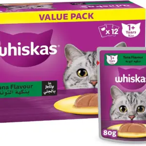 غذای مرطوب گربه ویسکاس تون | Whiskas Tuna in Jelly پک 12×80 گرم
