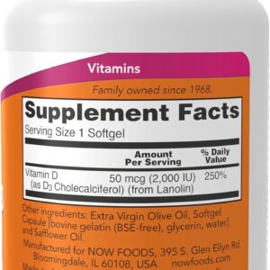 ویتامین D3 ۲۰۰۰ آی‌ی‌یو نـاو | NOW Vitamin D 3 2000 IU | 120 سافت‌ژل