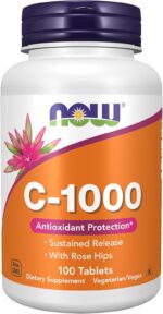ویتامین C 1000 رهاسازی تدریجی NOW | ویتامین C با رز هیپ | 100 قرص