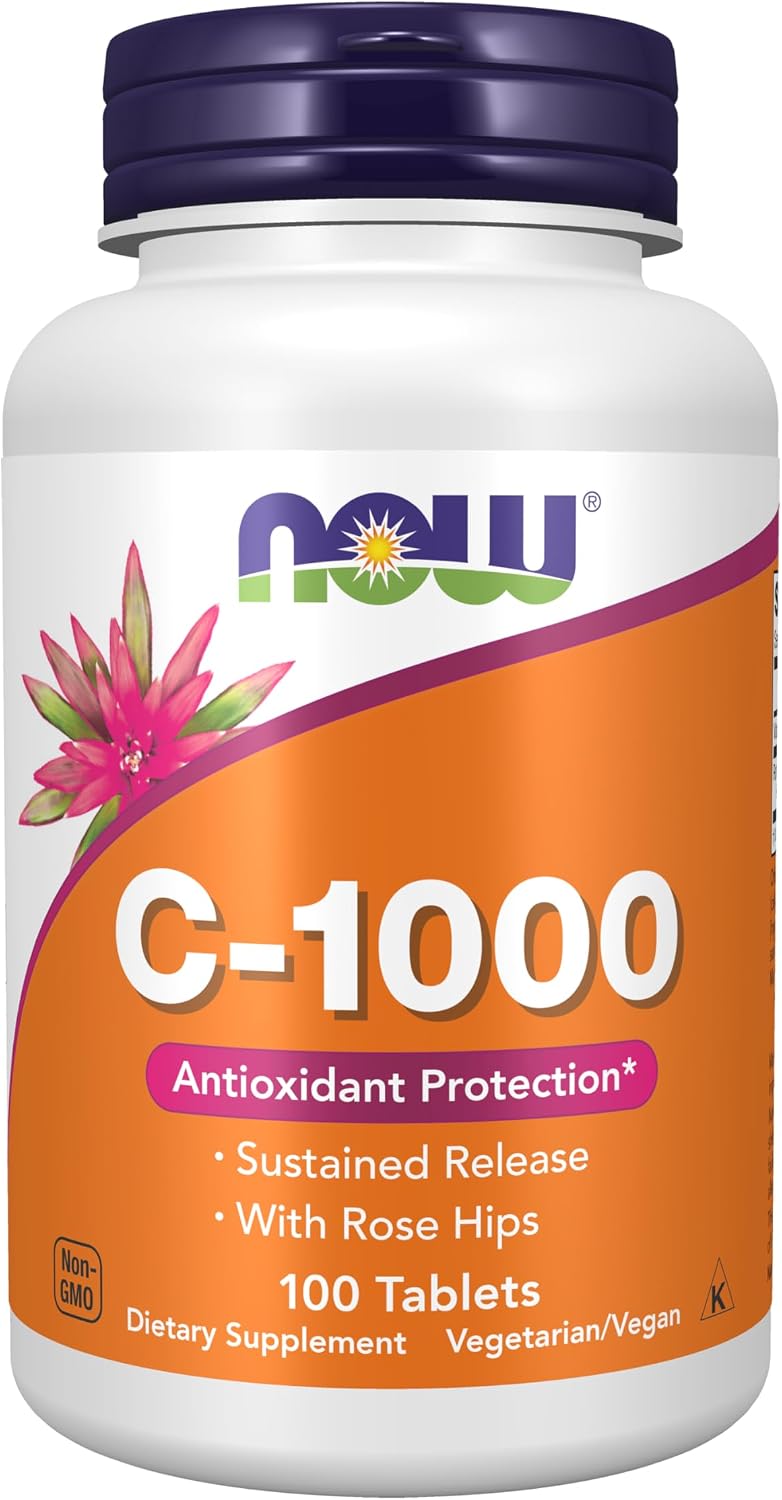 ویتامین C 1000 رهاسازی تدریجی NOW | ویتامین C با رز هیپ | 100 قرص - Image 1 ویتامین C 1000 رهاسازی تدریجی NOW | ویتامین C با رز هیپ | 100 قرص