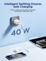 شارژر دیواری Aioneus USB C PD 40W 4 پورت | مدل RE-PD3504