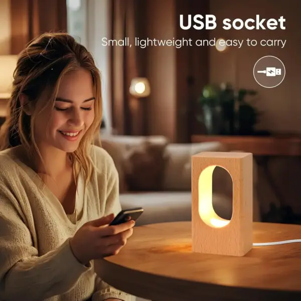 چراغ رومیزی چوبی LED دیمردار نالاکال | NALACAL Natural Wood LED Desk Lamp