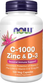 Now Foods C-1000 | C-1000 با زینک و ویتامین D3 | 100 کپسول گیاهی