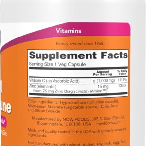 ویتامین C 1000 زینک نو | NOW Vitamin C-1000 with Zinc | 180 کپسول