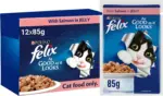 غذای گربه بالغ پورینا فلیکس با سالمون در ژله | Purina Felix 85g x 12