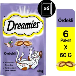 تشویقی گربه Dreamies طعم اردک | Dreamies 60G × 6