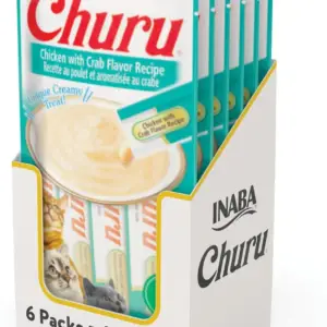 اینابا | INABA چوروی کرمی گربه گرانول‌Free با مرغ و خرچ | Churu Chicken with Crab
