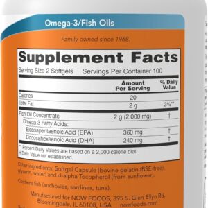 اُمگا 3 نئو فورس NOW | Omega-3 180 EPA / 120 DHA مولکولی دیستیل | 200 کپسول