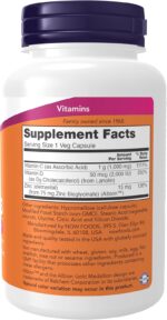 Now Foods C-1000 | C-1000 با زینک و ویتامین D3 | 100 کپسول گیاهی