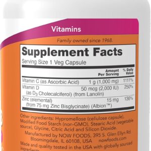 Now Foods C-1000 | C-1000 با زینک و ویتامین D3 | 100 کپسول گیاهی