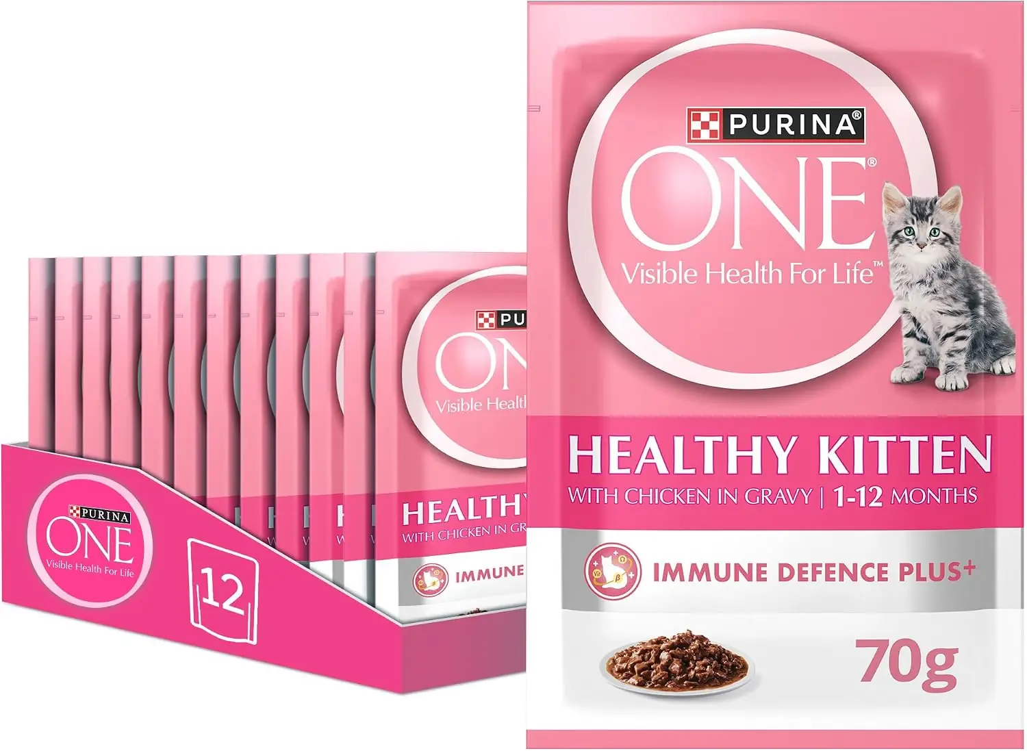 غذای مرطوب گربه توله پورینا وان با مرغ در سس | PURINA ONE 70g بسته ۱۲تایی - Image 1 غذای مرطوب گربه توله پورینا وان با مرغ در سس | PURINA ONE 70g بسته ۱۲تایی