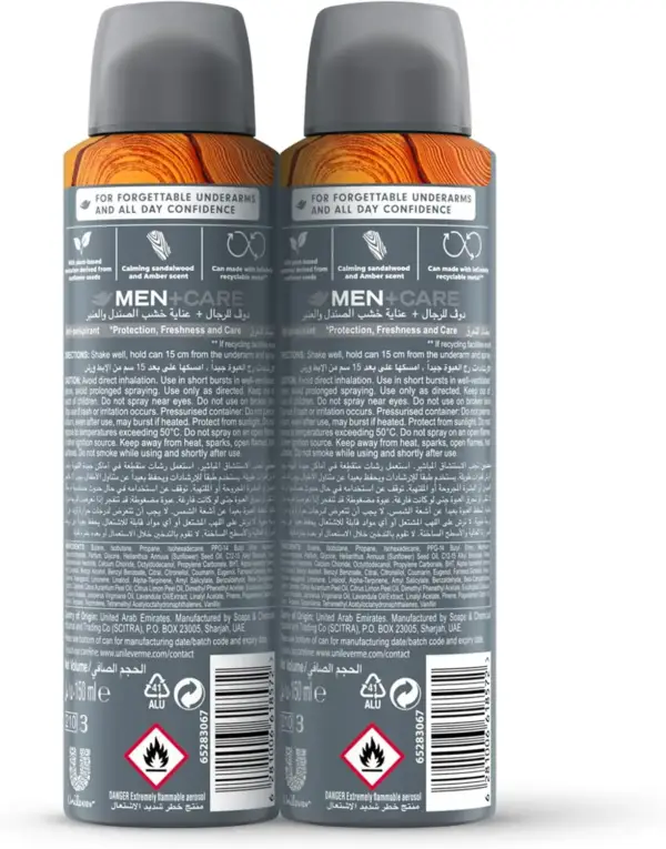 ضدتعریق مردانه Dove Men+Care | اسپری 2×150 میلی‌لیتر مدل Sandalwood & Amber