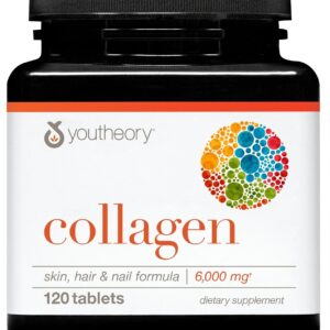 کلاژن ۶۰۰۰ میلی‌گرم Youtheory | Advanced Collagen با ویتامین C | 120 قرص