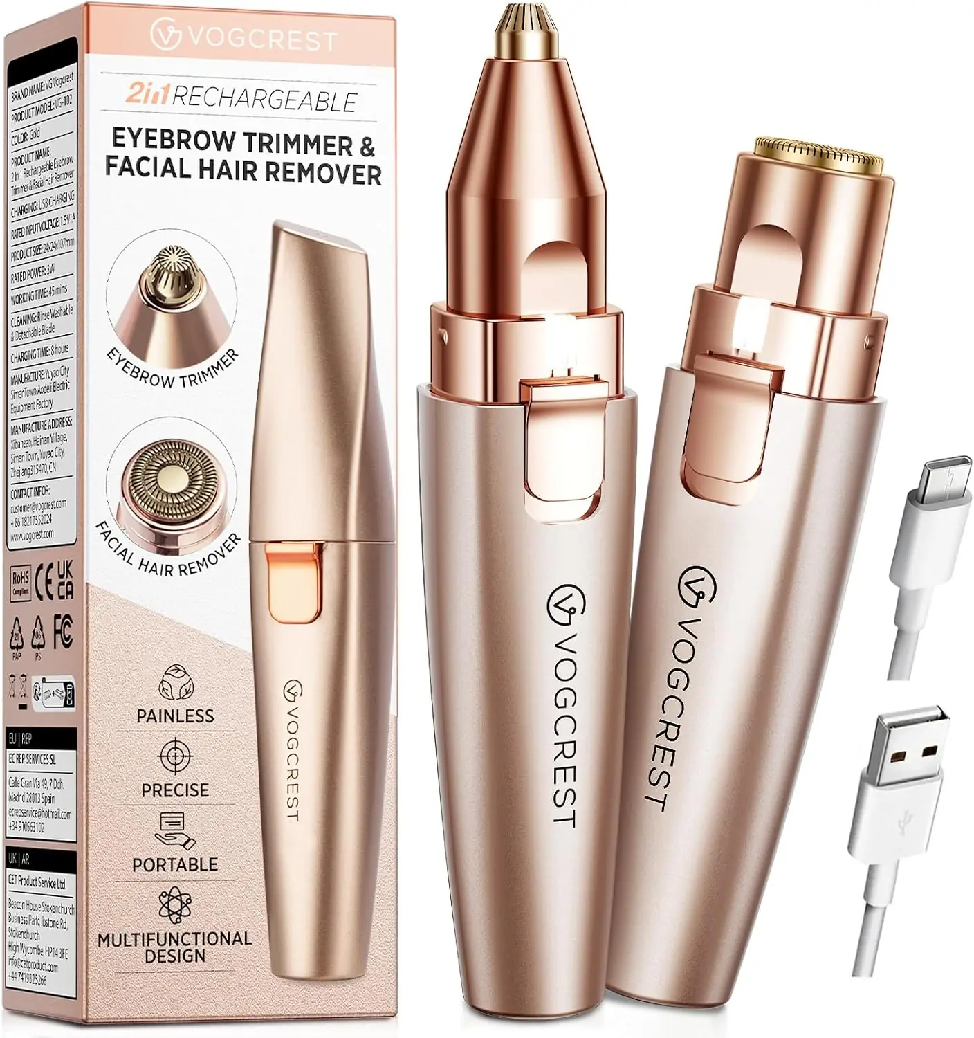 اصلاح ابرو و موهای صورت شارژی VG VOGCREST مدل VG-102 | تیغ 2 در 1 - Image 1 اصلاح ابرو و موهای صورت شارژی VG VOGCREST مدل VG-102 | تیغ 2 در 1