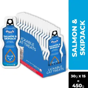 تشویقی کرمی لیسیدنی گربه درولز | Drools سالامون و Skipjack (30 گرم)