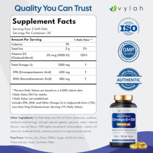 امگا 3 ویتامین D3 تریپل استحکام Vylah | 100 سافت‌ژل 1280mg