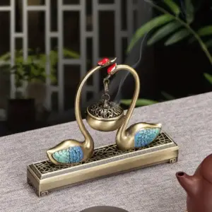 بخورسوز دوکاره طرح دریاچه قو با استند رومیزی