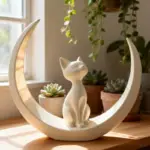 مجسمه گربه ماه مینیمال برای دکور میز و کابینت