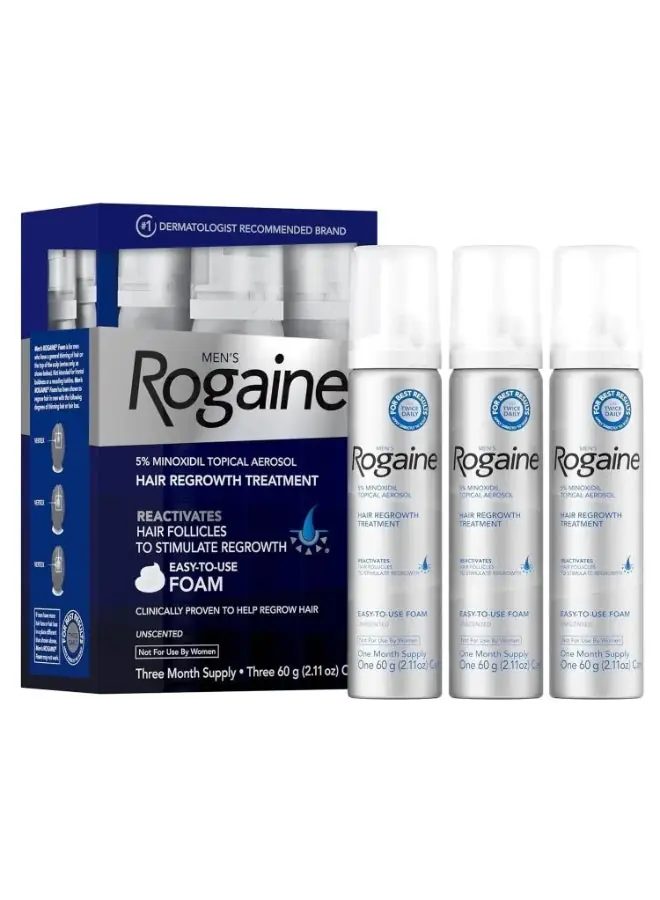 مینیوکسیدیل 5% راگین فوم مردانه | Rogaine Men's 5% Minoxidil Foam - Image 1 مینیوکسیدیل 5% راگین فوم مردانه | Rogaine Men's 5% Minoxidil Foam