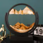 آویز شیشه شنی 3D طرح ساعت شنی (دکوری اتاق پذیرایی)