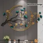 دکوری دیواری برگ جینکو آکریلیک 2D طلایی-سبز