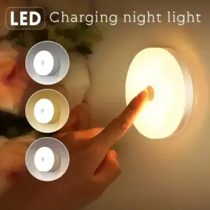 چراغ خواب LED گرد شارژی USB با نور گرم/سرد و تنظیم روشنایی