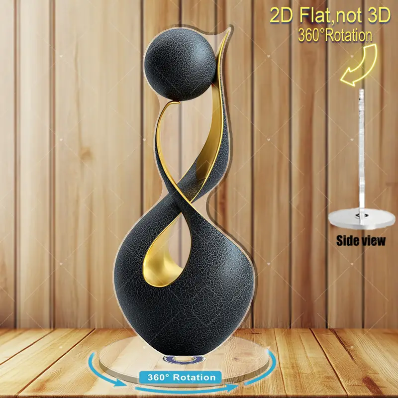 مجسمه دکوری آکریلیک 2D چرخشی انتزاعی با طرح ژیروسکوپ طلایی مجسمه دکوری آکریلیک 2D چرخشی انتزاعی با طرح ژیروسکوپ طلایی