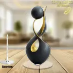 مجسمه دکوری آکریلیک 2D چرخشی انتزاعی با طرح ژیروسکوپ طلایی