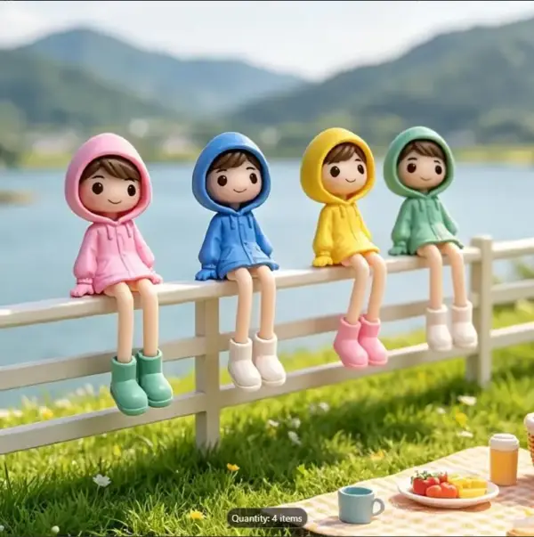 بسته ۴ عددی فیگور دختر با پای بلند برای دکور مینیاتوری - تصویر 2